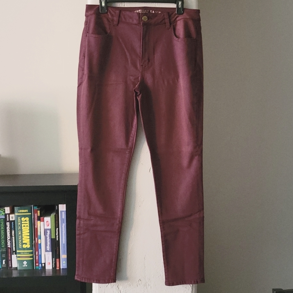 NWOT American Eagle Maroon Hi-Rise Jegging